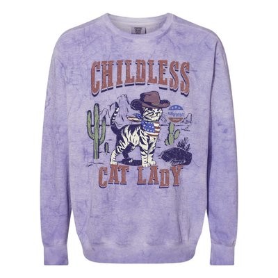 This Childless Cat Lady Ladies Is Voting For Kamala 2024 Colorblast Crewneck Sweatshirt