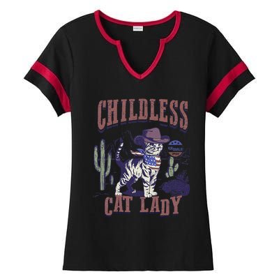 This Childless Cat Lady Ladies Is Voting For Kamala 2024 Ladies Halftime Notch Neck Tee