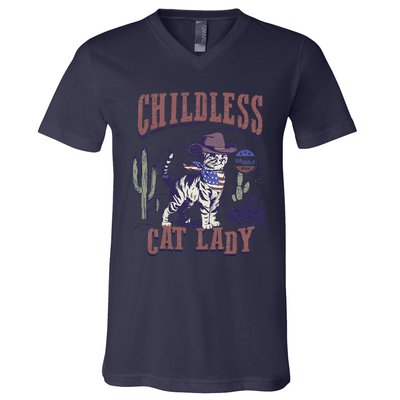 This Childless Cat Lady Ladies Is Voting For Kamala 2024 V-Neck T-Shirt