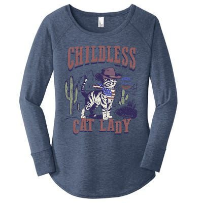 This Childless Cat Lady Ladies Is Voting For Kamala 2024 Women's Perfect Tri Tunic Long Sleeve Shirt