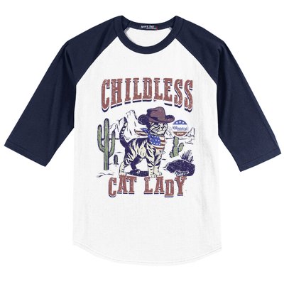 This Childless Cat Lady Ladies Is Voting For Kamala 2024 Baseball Sleeve Shirt