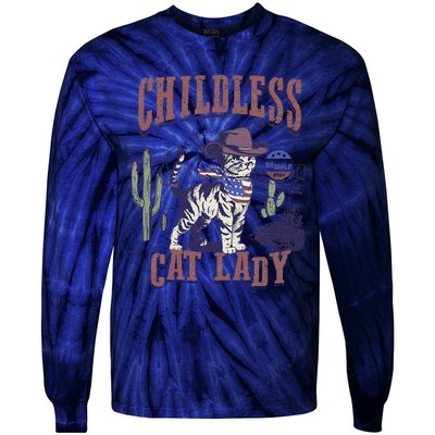 This Childless Cat Lady Ladies Is Voting For Kamala 2024 Tie-Dye Long Sleeve Shirt