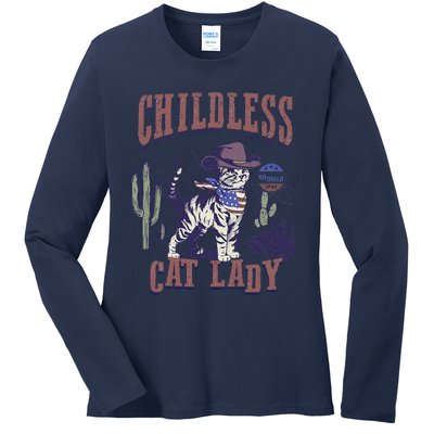 This Childless Cat Lady Ladies Is Voting For Kamala 2024 Ladies Long Sleeve Shirt