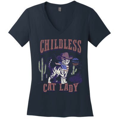 This Childless Cat Lady Ladies Is Voting For Kamala 2024 Women's V-Neck T-Shirt