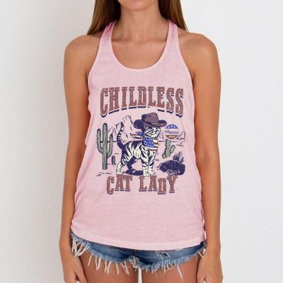 This Childless Cat Lady Ladies Is Voting For Kamala 2024 Women's Knotted Racerback Tank