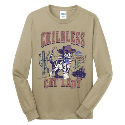 This Childless Cat Lady Ladies Is Voting For Kamala 2024 Tall Long Sleeve T-Shirt