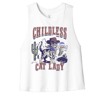 This Childless Cat Lady Ladies Is Voting For Kamala 2024 Women's Racerback Cropped Tank