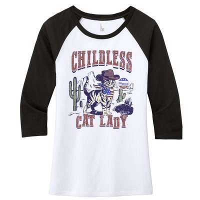 This Childless Cat Lady Ladies Is Voting For Kamala 2024 Women's Tri-Blend 3/4-Sleeve Raglan Shirt