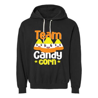 Team Candy Corn Halloween Costume Funny Garment-Dyed Fleece Hoodie