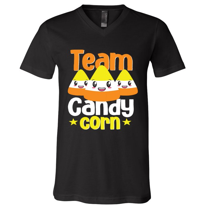 Team Candy Corn Halloween Costume Funny V-Neck T-Shirt