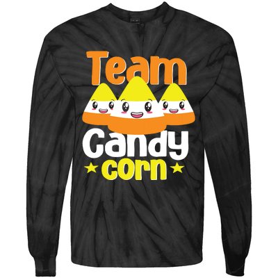 Team Candy Corn Halloween Costume Funny Tie-Dye Long Sleeve Shirt