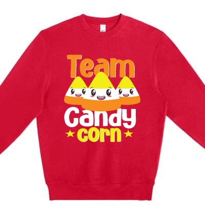 Team Candy Corn Halloween Costume Funny Premium Crewneck Sweatshirt