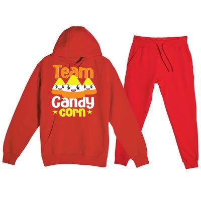 Team Candy Corn Halloween Costume Funny Premium Hooded Sweatsuit Set