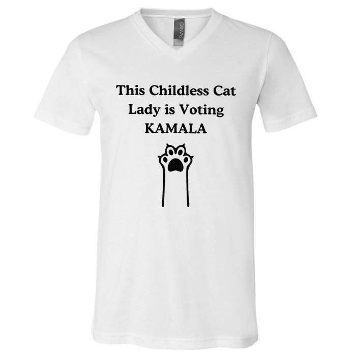 This Childless Cat Lady Is Voting Kamala V-Neck T-Shirt