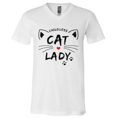 This Childless Cat Lady Ladies Is Voting President V-Neck T-Shirt