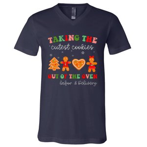 Taking Cutest Cookies Out Of The Oven Christmas L&D Nurse V-Neck T-Shirt