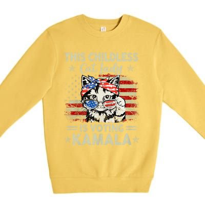 This Childless Cat Lady Is Voting Kamala Harris 2024 Premium Crewneck Sweatshirt