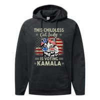 This Childless Cat Lady Is Voting Kamala Harris 2024 Performance Fleece Hoodie