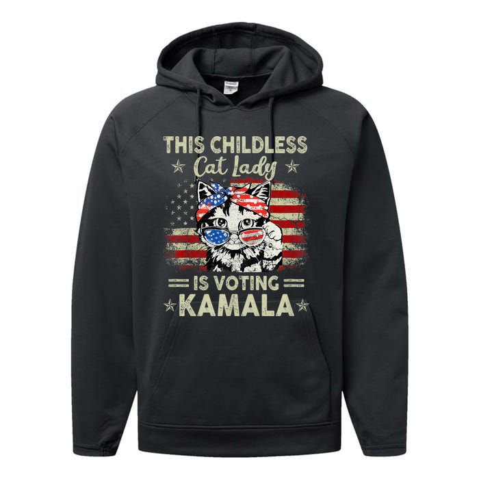 This Childless Cat Lady Is Voting Kamala Harris 2024 Performance Fleece Hoodie