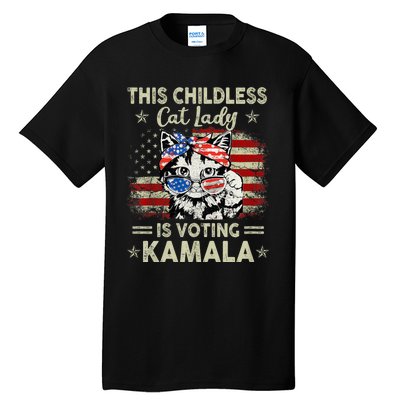 This Childless Cat Lady Is Voting Kamala Harris 2024 Tall T-Shirt