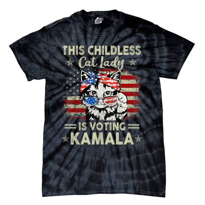 This Childless Cat Lady Is Voting Kamala Harris 2024 Tie-Dye T-Shirt