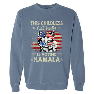 This Childless Cat Lady Is Voting Kamala Harris 2024 Garment-Dyed Sweatshirt