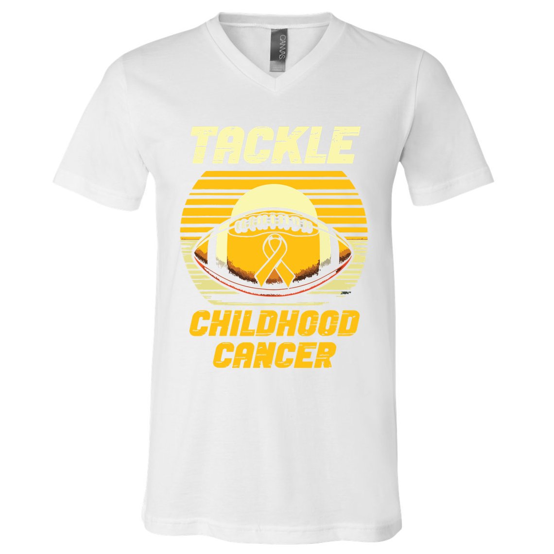 Tackle Childhood Cancer Awareness V-Neck T-Shirt