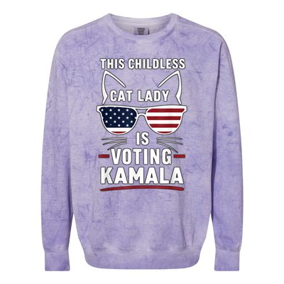 This Childless Cat Lady Is Voting Kamala Harris 2024 Colorblast Crewneck Sweatshirt