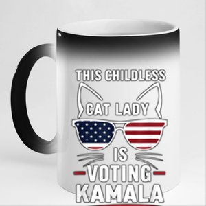 This Childless Cat Lady Is Voting Kamala Harris 2024 11oz Black Color Changing Mug