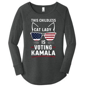 This Childless Cat Lady Is Voting Kamala Harris 2024 Women's Perfect Tri Tunic Long Sleeve Shirt