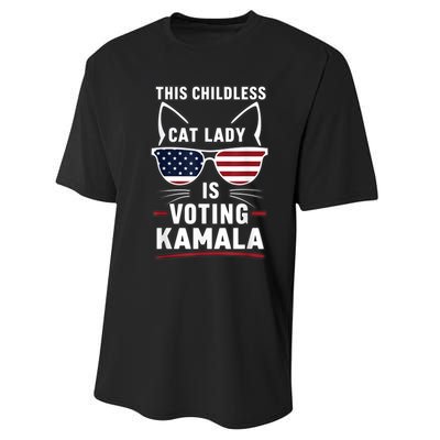 This Childless Cat Lady Is Voting Kamala Harris 2024 Performance Sprint T-Shirt