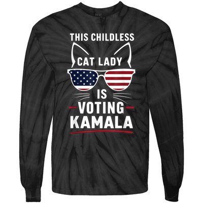 This Childless Cat Lady Is Voting Kamala Harris 2024 Tie-Dye Long Sleeve Shirt