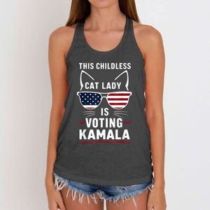 This Childless Cat Lady Is Voting Kamala Harris 2024 Women's Knotted Racerback Tank