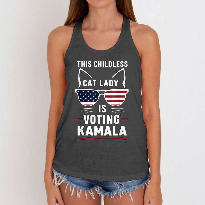 This Childless Cat Lady Is Voting Kamala Harris 2024 Women's Knotted Racerback Tank