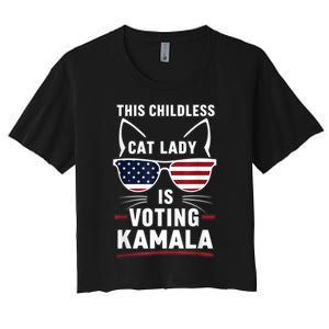 This Childless Cat Lady Is Voting Kamala Harris 2024 Women's Crop Top Tee