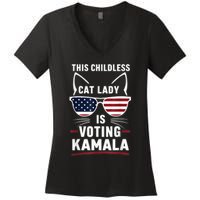 This Childless Cat Lady Is Voting Kamala Harris 2024 Women's V-Neck T-Shirt