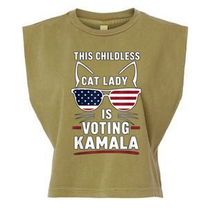 This Childless Cat Lady Is Voting Kamala Harris 2024 Garment-Dyed Women's Muscle Tee