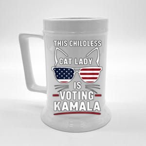 This Childless Cat Lady Is Voting Kamala Harris 2024 Beer Stein