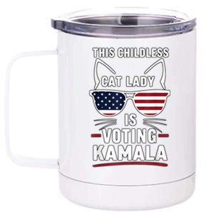 This Childless Cat Lady Is Voting Kamala Harris 2024 12 oz Stainless Steel Tumbler Cup