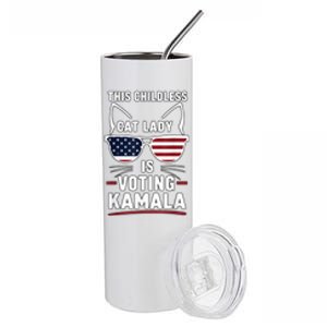 This Childless Cat Lady Is Voting Kamala Harris 2024 Stainless Steel Tumbler