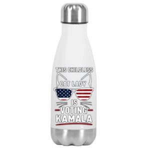 This Childless Cat Lady Is Voting Kamala Harris 2024 Stainless Steel Insulated Water Bottle