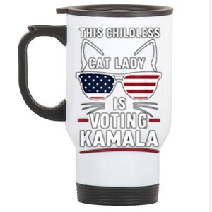 This Childless Cat Lady Is Voting Kamala Harris 2024 Stainless Steel Travel Mug