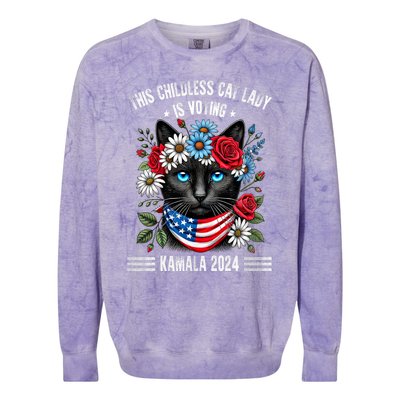 This Childless Cat Lady Ladies Is Voting Kamala 2024 Colorblast Crewneck Sweatshirt