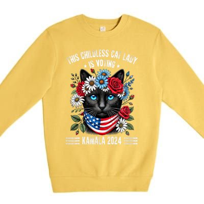 This Childless Cat Lady Ladies Is Voting Kamala 2024 Premium Crewneck Sweatshirt