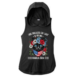 This Childless Cat Lady Ladies Is Voting Kamala 2024 Ladies PosiCharge Tri-Blend Wicking Draft Hoodie Tank