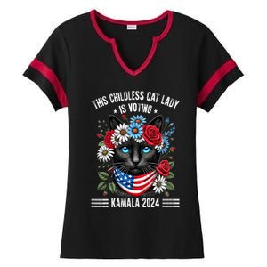 This Childless Cat Lady Ladies Is Voting Kamala 2024 Ladies Halftime Notch Neck Tee