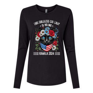 This Childless Cat Lady Ladies Is Voting Kamala 2024 Womens Cotton Relaxed Long Sleeve T-Shirt