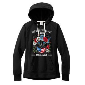 This Childless Cat Lady Ladies Is Voting Kamala 2024 Women's Fleece Hoodie