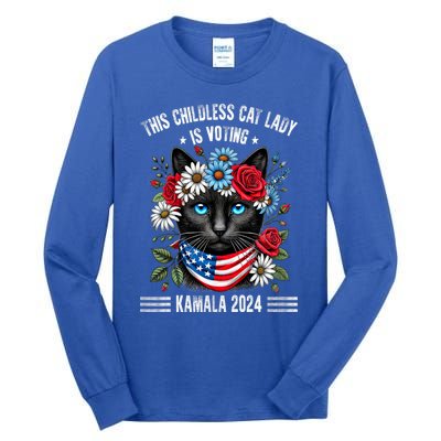 This Childless Cat Lady Ladies Is Voting Kamala 2024 Tall Long Sleeve T-Shirt