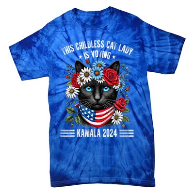 This Childless Cat Lady Ladies Is Voting Kamala 2024 Tie-Dye T-Shirt